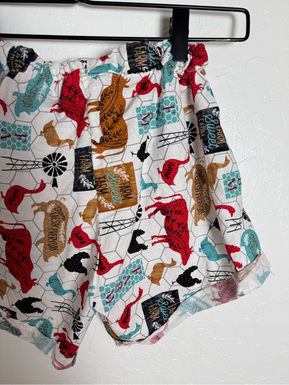 Hand Sewn Playful Farm House Animal Print Cotton Shorts - Picture 9 of 10